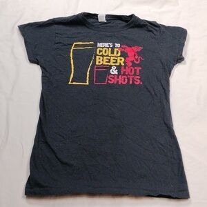 Cold beer and hot shots women's t shirt size medium